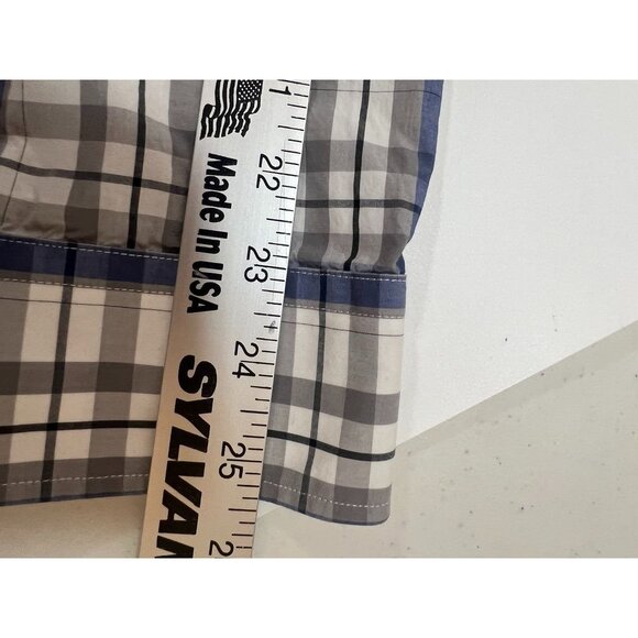 Calvin Klein Mens L/G Slim Fit Plaid Cotton Shirt Blue/Gray Long Sleeve Non-Iron - Picture 5 of 6